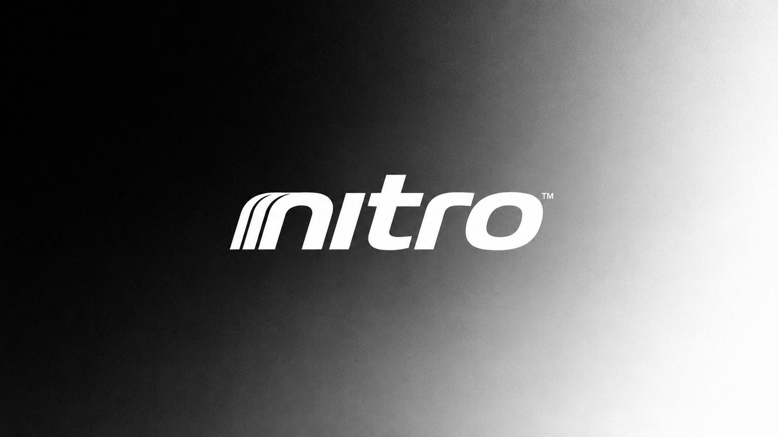 Nitro logo on a black to white gradient